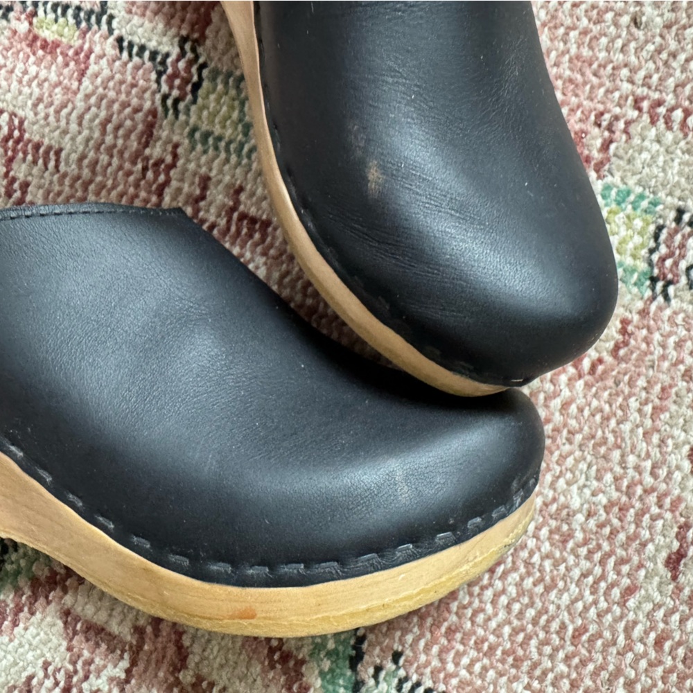No 6 Black Leather New School Clogs Size 38 - Picture 8 of 10